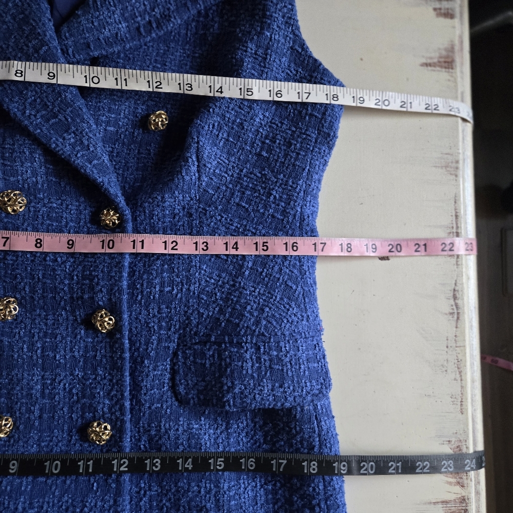 Galita Bright Blue Tweed Blazer Midi Dress Size Large - Picture 12 of 15